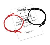 free-space Set di braccialetti magnetici per coppie Attrazione reciproca Corda fatta a mano per 2 braccialetti intrecciati abbinati Voti di amore eterno Regalo di gioielli (Red)