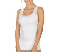 free spirit Basic Cotton Canotta Donna Spalla Larga in Cotone Elasticizzato e Pizzo macramè, Sottogiacca Elegante Made in Italy, Art. 602 (IT, Testo, S, M, Regular, Regular, Bianco)