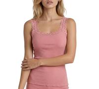 free spirit Basic Cotton Canotta Donna Spalla Larga in Puro Cotone Costina e Pizzo Elastacizzato, Sottogiacca Elegante Made in Italy, Art. 602 (L-XL, Malva)