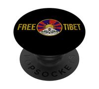 Free Tibet Tibetan Flag Emblem Restore The Dalai Lama PopSockets PopGrip Adesivo