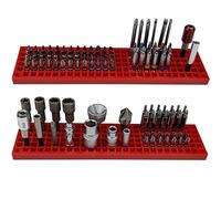 FREE ZONE Set organizer per punte (Rosso) | Stoccaggio a 158 fori | Stoccaggio di adattatori esagonali e di azionamento da 1/4 pollici | Porta-punte