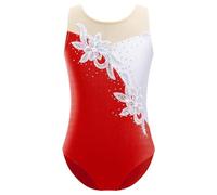 Freebily Body da Ginnastica Artistica Bambina Leotards Metallico Vestito Danza Classica Body da Balletto Jumpsuit Abiti da Ballo Ballerina Costumi di Danza Performance Rosso 7-8 anni