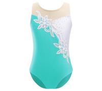 Freebily Body da Ginnastica Artistica Bambina Leotards Metallico Vestito Danza Classica Body da Balletto Jumpsuit Abiti da Ballo Ballerina Costumi di Danza Performance Verde 11-12 anni