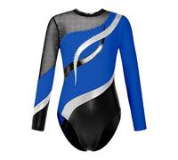 Freebily Body Ginnastica Artistica Bambina Maniche Lunghe Sirena Vestito Pattinaggio Artistico Ragazzo Sirenetta Leotards Tuta Sportiva Ballerina Abito Danza Classica Blu reale H 11-12 anni