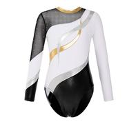 Freebily Body Ginnastica Artistica Bambina Maniche Lunghe Sirena Vestito Pattinaggio Artistico Ragazzo Sirenetta Leotards Tuta Sportiva Ballerina Abito Danza Classica Bianco H 15-16 anni