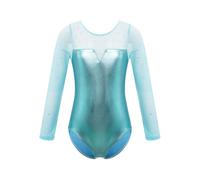 Freebily Body Ginnastica Artistica Bambina Maniche Lunghe Sirena Vestito Pattinaggio Artistico Ragazzo Sirenetta Leotards Tuta Sportiva Ballerina Abito Danza Classica Verde B 11-12 anni