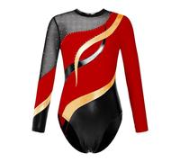 Freebily Body Ginnastica Artistica Bambina Maniche Lunghe Sirena Vestito Pattinaggio Artistico Ragazzo Sirenetta Leotards Tuta Sportiva Ballerina Abito Danza Classica Rosso H 15-16 anni