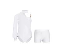 Freebily Body Ginnastica Artistica Bambina Monospalla con Pantaloncini Ragazze Ginnastica Leotards Jumpsuit Sportiva da Allenamento Tutina Abito da Pattinaggio Tinta Unita