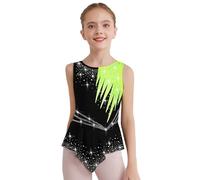 Freebily Body Ginnastica Ritmica Bambina Balletto Leotards Strass Body Danza Classica Ballerina Vestito da Pattinaggio Artistico Senza Maniche Bodysuit da Spettacolo Giallo 9-10 anni