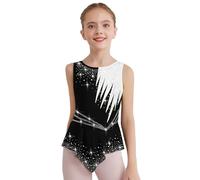 Freebily Body Ginnastica Ritmica Bambina Balletto Leotards Strass Body Danza Classica Ballerina Vestito da Pattinaggio Artistico Senza Maniche Bodysuit da Spettacolo Bianco 13-14 anni