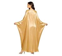 Freebily Caftano Musulmano Donna Vestito con Maniche Lunghe Ali Pipistrello Roba Araba del Medio Oriente Vestito Vistoso Visite alla Moschea Giallo L