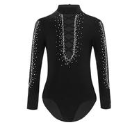 Freebily Camicia Body da Ballo Latino Americano Bambino Ragazzo Body Danza Classica Samba Salsa Sala da Ballo Slim Fit Bodysuit da Pattinaggio Artistico Maniche Lunghe Nero 13-14 anni