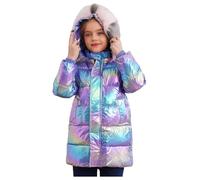 Freebily Cappotto Giubbino con Cappuccio Bambine e Ragazze Giacche Inverno Autunno Giacca Imbottita Invernale Capispalla Casual Caldo Lucido Outwear Cappotti per 5-16 Anni Viola 11-12 anni