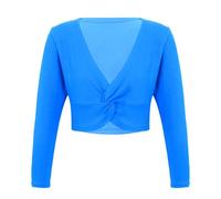 Freebily Cardigan Bambina Top da Danza Classica Maglioncino a Manica Lunga Scaldacuore Coprispalla Incrocio Bolero da Ballo Top da Ginnastica Ballerina Jazz Danza Moderna Lago Blu 10-12 Anni