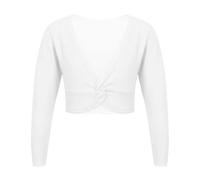 Freebily Cardigan Bambina Top da Danza Classica Maglioncino a Manica Lunga Scaldacuore Coprispalla Incrocio Bolero da Ballo Top da Ginnastica Ballerina Jazz Danza Moderna Bianco 12-14 Anni