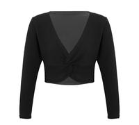Freebily Cardigan Bambina Top da Danza Classica Maglioncino a Manica Lunga Scaldacuore Coprispalla Incrocio Bolero da Ballo Top da Ginnastica Ballerina Jazz Danza Moderna Nero 1-6 Anni