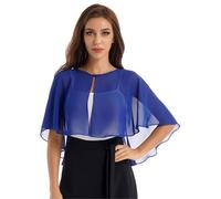Freebily Coprispalle Donna Elegante Bolero Chiffon Cardigan Corto con Bottone Shrug Cerimonia Matrimonio Scialle e Stola Morbida Parei Poncho Sposa Abiti da Sera Festa Blu Reale Taglia Unica