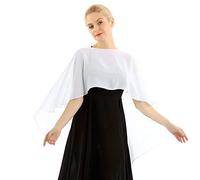 Freebily Coprispalle Donna Elegante Cerimonia Estivo Bolero Sposa Tulle Stola Chiffon Matrimonio Cardigan da Spiaggia Giacca Corta Copricostume Mare Taglie Forti Poncho Bianco Taglia Unica