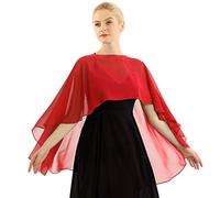 Freebily Coprispalle Donna Elegante Cerimonia Estivo Bolero Sposa Tulle Stola Chiffon Matrimonio Cardigan da Spiaggia Giacca Corta Copricostume Mare Taglie Forti Poncho Rosso Taglia Unica