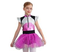 Freebily Costume da Alieno Bambina Alien Space-man Spazio Costume Extraterrestre Alieno Ragazza Vestito Cheerleading Costume Halloween Carnevale Abito Festa di Compleanno Rosa caldo 9-10 anni
