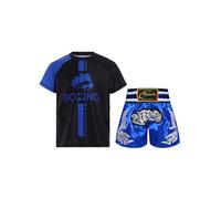 Freebily Costume da Allenamento da Pugile Bambino e Ragazzo Completo da Boxe Muay Thai MMA Arti Marziali Boxing Maglietta Manica Corta + Pantaloncini Kick-Thai Tracksuit