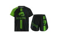 Freebily Costume da Allenamento da Pugile Bambino e Ragazzo Completo da Boxe Muay Thai MMA Arti Marziali Boxing Maglietta Manica Corta + Pantaloncini Kick-Thai Tracksuit Verde 13-14 anni