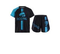 Freebily Costume da Allenamento da Pugile Bambino e Ragazzo Completo da Boxe Muay Thai MMA Arti Marziali Boxing Maglietta Manica Corta + Pantaloncini Kick-Thai Tracksuit Azzurro 15-16 anni