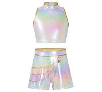 Freebily Costume da Cacciatore Ragazze Completo da Cantante K-pop Scena Idol Canotta + Pantaloncini Abito Travestimento Hunters Costumi Carnevale Halloween Bianco 7-8 anni