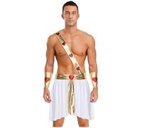 Freebily Costume da Cupido Uomo per San Valentino Costumi da Eros Dio dell'Amore Tunica Vestito Toga Dio Greco Romano Costumi di Carnevale Festa di Halloween Natale Bianco XL