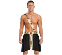 Freebily Costume da Cupido Uomo per San Valentino Costumi da Eros Dio dell'Amore Tunica Vestito Toga Dio Greco Romano Costumi di Carnevale Festa di Halloween Natale Nero XXL