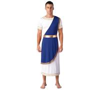 Freebily Costume da Toga da Uomo Imperatore Romano Cesare Costume Dio Greco Bianco Costumi Carnevale Festa di Halloween Natale Costumi in Maschera Dea Greca Romana Blu L