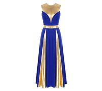 Freebily Donna Abito da Liturgico Manica Lunga Abito da Lode Gonna Lunga Culto Scollo Rotondo Maxi Vestito da Balletto Danza Lirica Ginnastica Swing Costume da Ballo Blu S