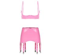 Freebily Donna Pcs Set Metallico Lucido Abbigliamenti Due Pezzi Set Mutandine Senza Intimo E Reggiseno Completo Due Pezzi Yk Donne Natale Rosa M