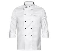 Freebily Giacca da Chef Manica Lunga/Manica Corta Giacche da Cuoco Uomo Donne Ristorante Divise da Cuoco Uniformi di Chef Giacca Cucina Top Abbigliamento da Lavoro Manica lunga bianca L