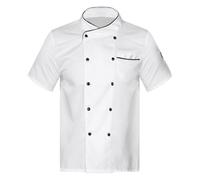 Freebily Giacca da Chef Manica Lunga/Manica Corta Giacche da Cuoco Uomo Donne Ristorante Divise da Cuoco Uniformi di Chef Giacca Cucina Top Abbigliamento da Lavoro Manica corta bianca L