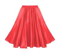 Freebily Gonna da Ballo per Bambina - Abito da Ballerino Flamenco per Corrida Spagnola, Grande Swing per Danza del Ventre, Rumba, Salsa, Tango Latino Dancewear - Rosso 7-8 Anni