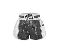 Freebily Pantaloncini Muay Thai MMA Kickboxing Bambini e Ragazzi Trunks da Boxe Shorts Pantaloni Corti da Allenamento Grappling Arti Marziali Competizione Sportswear Nero&Bianco 5-6 Anni