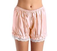 Freebily Pantaloncini Sottogonna Vita Elastica con Rifiniti Pizzo Morbidi Leggins Corti Vittoriano Pizzo Volant Zucca Pumpkin Bloomers Culotte Pigiama Estivo Pantaloni da Casa Perla Rosa Taglia Unica
