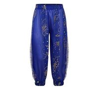 Freebily Pantaloni Danza del Ventre Bambina Bloomers Pantaloni da Ballo Balletto con Stampa Floreale Pantaloni da Ginnastica Ballo Latino Americano Costumi da Spettacoli Blu 11-12 Anni