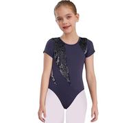 Freebily Ragazze Bambini Lace Leotard Danza Balletto Performance Scena Costumi Coreografici Maniche Corta Florale U Back Gymnastic Practice
