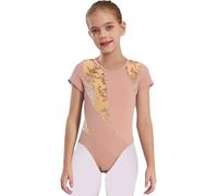 Freebily Ragazze Bambini Lace Leotard Danza Balletto Performance Scena Costumi Coreografici Maniche Corta Florale U Back Gymnastic Practice