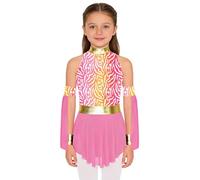 Freebily Ragazze Costume Cavernicola Preistoria Primitivo Vestito Cavernicolo Bam Bam Costume delle Caverne Caveman per Carnevale Festa di Halloween Rosa 5-6 anni