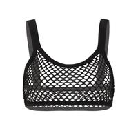 Freebily Reggiseno a Rete Sexy Reggiseno Sexy Hot Aperto Trasparente Bra Sportivo Crop Top Sexy Corti Camisole Danza Pole Dance Abbigliamento Discoteca Clubwear Elastico Nero 3XL