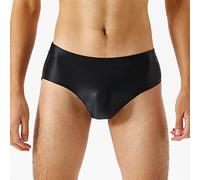 Freebily Slip da Uomo Lucido a Vita Bassa Mutande Elastico in Vita Biancheria Intima Tinta Unita Bikini Boxer Brief Tanga Micro Slip Underwear Costumi da Bagno Swimwear Nero XXL