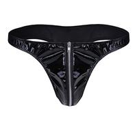 Freebily Tanga Uomo Intimo Erotico Slip con Cerniera G-String Jockstrap Thong Mutande Mutandine Lingerie Slip Intimo Maschile a Vita Bassa T-Back Boxer Corti Brief Nero L