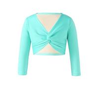 Freebily Top Danza Classica Bambina Maglioncino da Balletto Scaldacuore Maglia a Maniche Lunghe Ballerina Vestito Bolero Crop Top Ginnastica Moderna Verde 11-12 Anni