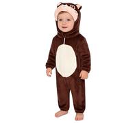 Freebily Tuta Animale Bambini Bimbi Costume di Animale Unisex Salopette in Flanella con Cappuccio Costume Cartoni Animati Vestiti Autunno Inverno Spettacolo Cosplay Scoiattolo 18-24 mesi
