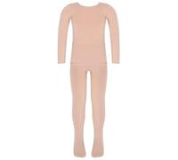 Freebily Tuta da Ginnastica Bambina per Danza Classica Balletto Maglietta a Manica Lunga con Collant da Ballo Velluto Felpa Maglia Calzamaglia Elastico Termica Invernali Nudo A 3-4 Anni