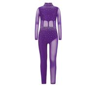 Freebily Tuta Intera da Ginnastica Artistica Bambina Balletto Body Danza Classica Manica Lunga con Strass Ballet Leotard Bodysuit da Pattinaggio Artistico Tutine Jumpsuit
