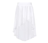 Freebily Tutu Danza Classica Bambina Chiffon Gonna Davanti Corta Dietro Lunga Gonnellino a Portafoglio da Danza del Ventre Tulle Ballerina da Pattinaggio Artistico Bianco 16 Anni